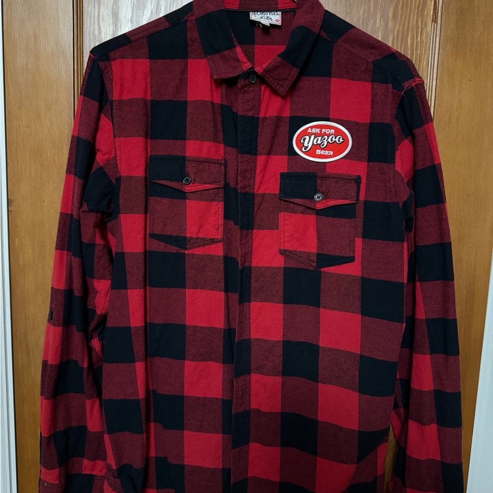 Red and Black Plaid Men's Shirt Yazoo Brewery